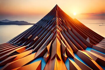 sunset over the beach generating by AI technology