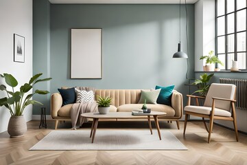 Naklejka na ściany i meble modern living room generating by AI technology