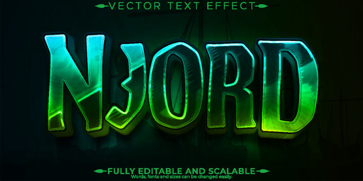 Viking text effect, editable nordic and njord text style