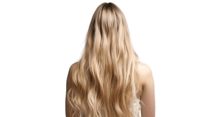 Transparent blond Ambition: Young Woman with Long Blond Hair - Back View - Captivating Stock Image for Sale. Transparent background