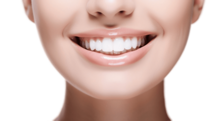Transparent radiant Dental Health: Healthy Woman's Teeth and Smile Close-Up Isolated on White Background - Captivating Stock Image for Sale .Transparent background