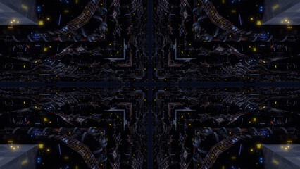 city factory base facility space futuristic mechanical Sci-Fi building kaleidoscope 3D illustration CG background