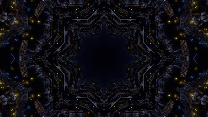 city factory base facility space futuristic mechanical Sci-Fi building kaleidoscope 3D illustration CG background