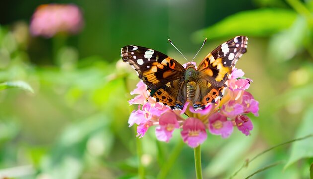 Nature of butterfly and flower in the garden using as background