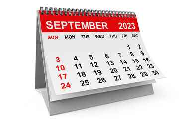 2023 Year September Calendar. 3d rendering - obrazy, fototapety, plakaty