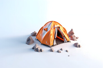 3D small tent on the mountain Made with Generative AI