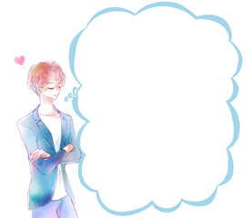 にやつく男性　恋　吹き出し