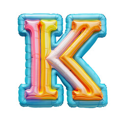 Colorful Air Mattress in the Shape of the Letter K. Isolated on white background. Summer colorful vacation symbol.