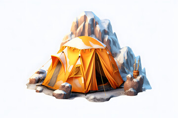 3D small tent on the mountain Made with Generative AI