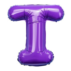 Colorful Purple Air Mattress in the Shape of the Letter T. Isolated on white background. Summer colorful vacation symbol.