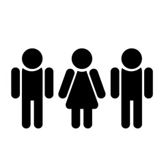 Non-traditional family, two men and woman icon, contemporary design, vector illustration