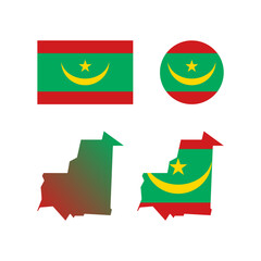 Mauritania national map and flag vectors set....