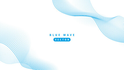 Abstract wavy vector background. Blue lines on white backdrop. Editable stroke - 629885086
