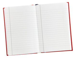 Blank open notebook isolated on transparent background, PNG. - 629885207