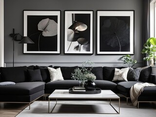 modern living room with black paint