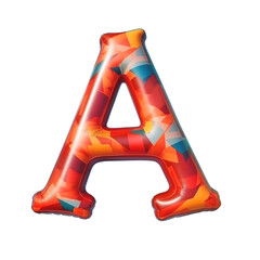 Colorful Red Air Mattress in the Shape of the Letter A. Isolated on white background. Summer colorful vacation symbol.