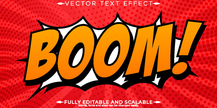 Boom text effect, editable comic and speech text style
