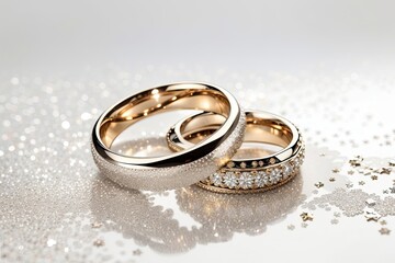 Obraz na płótnie Canvas two wedding rings with glitter