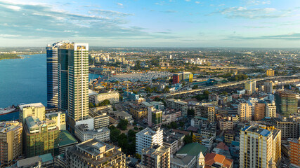 Aerial view of Dar Es Salaam city in Tanzania