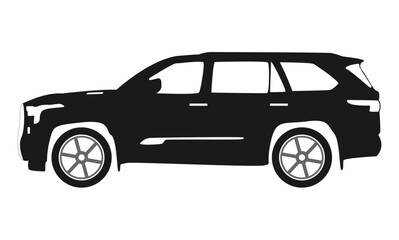 Black moving car icon isolated on white background. Suitable for all businesses.	