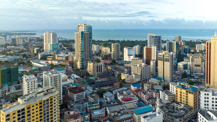 Aerial view of Dar Es Salaam city in Tanzania