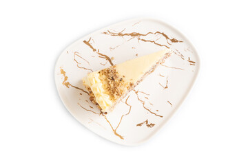 Walnut and almond cake isolated on white, top view.