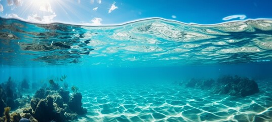 Fototapeta na wymiar Clear summer underwater background. Generative AI technology. 
