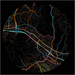 Colorful Map of ThousandOaks, California with all major and minor roads.