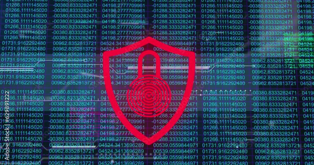 Poster animation of padlock and shield illuminating over changing numbers