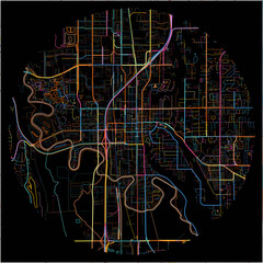 Colorful Map of Kent, Washington with all major and minor roads.