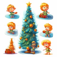Fototapeta premium Christmas Themed Character Graphics Element created with Generative AI