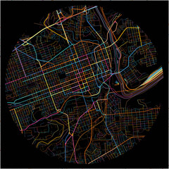 Colorful Map of Allentown, Pennsylvania with all major and minor roads.