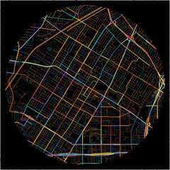 Colorful Map of Downey, California with all major and minor roads.