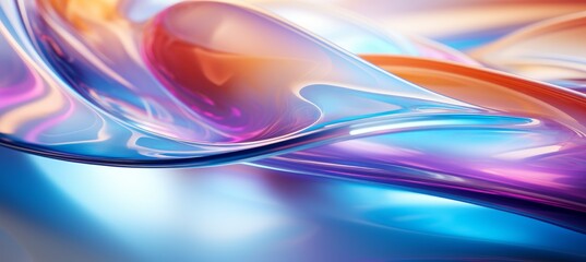 Iridescent colorful wavy fluid glass texture. Generative AI technology.