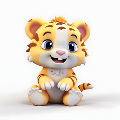 Obraz premium Cute Tiger 3d animation Made with Generative AI