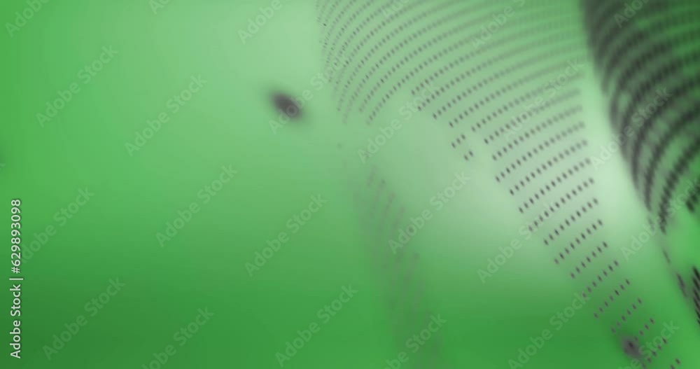 Poster Animation of dots forming maps on globe and rotating against green background