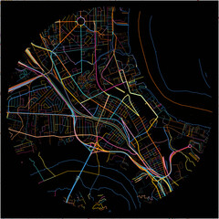 Colorful Map of NorthCharleston, South Carolina with all major and minor roads.
