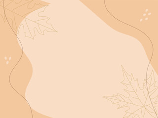 Abstract background with line art autumn Leaf. Vector illustration of backdrop with copy space text