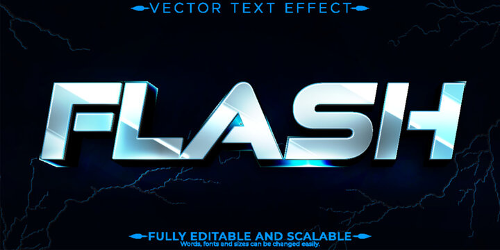 Editable text effect flash, 3d electric and bolt font style