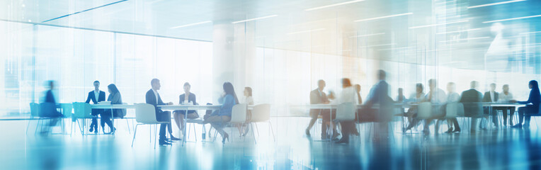 Fototapeta premium Business people meeting at table - blurred banner / background image.Generative AI