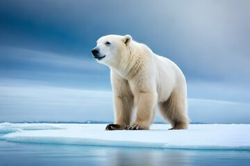 Naklejka na ściany i meble polar bear in the snow generated Ai.