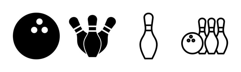 Bowling icon set illustration. bowling ball and pin sign and symbol.