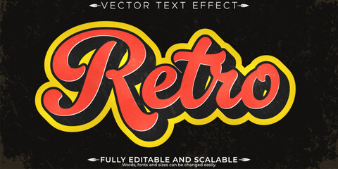 Retro, vintage text effect, editable 70s and 80s text style