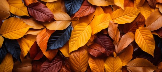 Autumn leaves background. Generative AI technology.