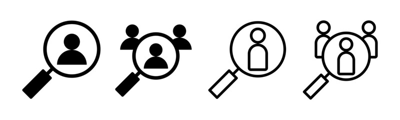 Hiring icon set illustration. Search job vacancy sign and symbol. Human resources concept. Recruitment