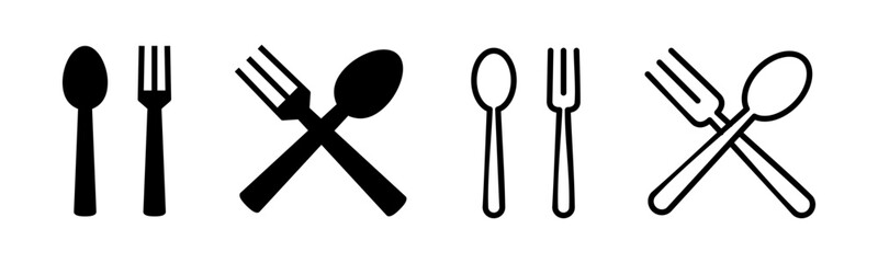 spoon and fork icon set illustration. spoon, fork and knife icon vector. restaurant sign and symbol