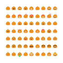 Pumpkin face emoticon icon illustration