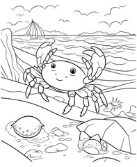 Fototapeta na wymiar crab coloring pages for adults