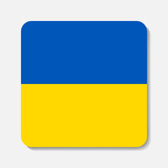 Flag of Ukraine flat icon. Square vector element with shadow underneath. Best for mobile apps, UI and web design.