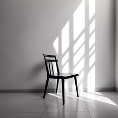 Minimalist artwork featuring a single chair No 1